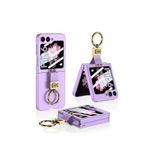 M.TK moveteck Samsung Galaxy Z Flip 6 Kılıf Ring Standlı Gold Yüzüklü Ayarlanabilir Açılır Kapanır 360 Korumalı, Lila, Tek Ebat, Zharfliyüzüklü-flip6-lila