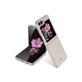 M.TK moveteck Samsung Galaxy Z Flip 6 Uyumlu Kılıf Ultra İnce Renkli Sert Kıpta Kapak Mat Parmak izi Yapmaz, Naturel Gray, Tek Ebat, sertkıptakapak-flip6-naturel