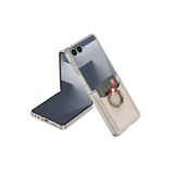 m.tk moveteck Samsung Galaxy Z Flip 7 ile Uyumlu Kılıf, Ring Yüzüklü, Kartlıklı, Karbon Deri Desenli, Titanyum