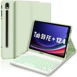 M.tk moveteck Samsung Tab S9 Fe Plus SM-X610 Uyumlu Klavyeli Kılıf - Açık Yeşil