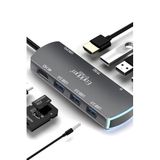 m.tk moveteck W20 8in1 4K HD Hub Dönüştürücü, SD/TF Kart Okuyucu, HDMI, USB 3.0, Gri