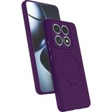 M.TK Moveteck Xiaomi Mi 14T Pro Kılıf Magsafe Halkalı Extra Standlı Içi Kadife Yumuşak Renkli Silikon Samara Kapak - Mor