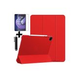 M.TK moveteck Xiaomi Pad 6 / Pad 6 Pro 11 Inç Kılıf Akıllı Smart Uyku Modlu Standlı Ekran Camı Kalem Set, Kırmızı, Tek Ebat, pad6-smartSET-red