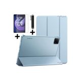 M.TK moveteck Xiaomi Pad 6 / Pad 6 Pro 11 Inç Kılıf Akıllı Smart Uyku Modlu Standlı Ekran Camı Kalem Set, Mavi, Tek Ebat, pad6-smartSET-mavi