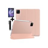 M.TK moveteck Xiaomi Pad 6 / Pad 6 Pro 11 Inç Kılıf Akıllı Smart Uyku Modlu Standlı Ekran Camı Kalem Set, Rose Gold, Tek Ebat, pad6-smartSET-rose