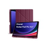 M.TK moveteck Xiaomi Poco Pad 12.1 Tablet Kılıfı Kalem Bölmeli Standlı Akıllı Uyku Modlu Yumuşak Silikon Bordo, Bordo, Tek Ebat, Trifolding-PocoPad-bordo