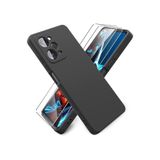 m.tk moveteck Xiaomi Poco X5 Pro 5G ile Uyumlu Kılıf, Soft Yumuşak Mat Silikon, 9H Ekran Koruyucu Set, Kamera Çıkıntılı, Siyah