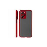 m.tk moveteck Xiaomi Poco X5 Pro ile Uyumlu Kılıf, Kamera Lens Korumalı, Mat Şeffaf Arka, Renkli Tuşlar, Kırmızı
