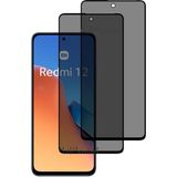 M.TK Moveteck Xiaomi Redmi 12 Ekran Koruyucu Hayalet Cam 5d Parlak Privacy Kırılmaz Ekran Camı Gizli Görünmez Cam - Siyah