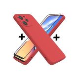 m.tk moveteck Xiaomi Redmi 12 ile Uyumlu Kılıf, Kamera Korumalı, İçi Kadife Yumuşak, Silikon, 9H Ekran Koruyucu, Kırmızı