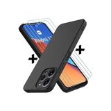 m.tk moveteck Xiaomi Redmi 12 ile Uyumlu Soft Silikon Kılıf, 9H Ekran Koruyucu Cam, 2in1 Set, Siyah