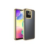 m.tk moveteck Xiaomi Redmi 12C ile Uyumlu Kılıf, Tam Kamera Korumalı, Metalik Parlak Renkli Kenar, Yumuşak Silikon, Gold