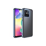 m.tk moveteck Xiaomi Redmi 12C Uyumlu Kılıf, Tam Kamera Korumalı, Metalik Parlak Renkli Kenar, Yumuşak Silikon, Mavi