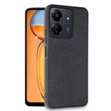 M.TK moveteck Xiaomi Redmi 13c Kılıf Kamera Korumalı Deri Görünümlü Leather Desenli Yumuşak Renkli Mat Silikon Kap, Siyah, Tek Ebat, aras-13c-siyah
