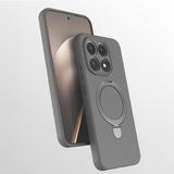 M.TK Moveteck Xiaomi Redmi 15T Uyumlu Kılıf Magsafe Halkalı Extra Standlı Içi Kadife Yumuşak Renkli Silikon Samara Kapak - Gri