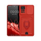 m.tk moveteck Xiaomi Redmi Note 12 Pro 4G ile Uyumlu Kılıf, Kamera Lens Korumalı, Sürgülü Yüzüklü, Kartvizitli, Kırmızı
