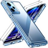 M.TK Moveteck Xiaomi Redmi Note 12 Pro 5g Kılıf Kamera Çıkıntılı Korumalı Yumuşak Şeffaf Silikon + 9h Ekran Koruyucu Cam Set 2in1