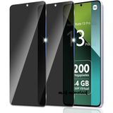 M.TK Moveteck Xiaomi Redmi Note 13 Pro 4g Hayalet Ekran Koruyucu Cam 5d Hard Privacy Tempered Glass Full (5g Modele Uymaz) - Siyah