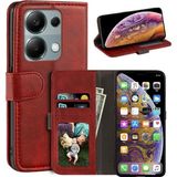 M.TK Moveteck Xiaomi Redmi Note 13 Pro 4g Kılıf 360 Tam Kaplar Deri Dokulu Kapaklı Kartvizit Bölmeli Cüzdan Standlı Kopçalı Kartlıklı Dikişli 360 Kapak - Kırmızı