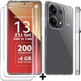 M.TK Moveteck Xiaomi Redmi Note 13 Pro 4g Kılıf Kamera Çıkıntılı Yumuşak Şeffaf Silikon + 9h Ekran Koruyucu Cam Set