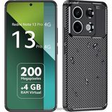 M.TK Moveteck Xiaomi Redmi Note 13 Pro 4g Kılıf Kamera Korumalı Karbon Desenli Görünümlü Uzun Ömürlü Renk Atmaz - Siyah