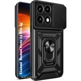M.TK Moveteck Xiaomi Redmi Note 13 Pro 4g Kılıf Kamera Korumalı Sürgülü Yüzüklü Armor Military Tank Kızaklı Kapak - Xiaomi Note 13 Pro 4G - Siyah