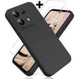 M.TK Moveteck Xiaomi Redmi Note 13 Pro 4g Kılıf Kamera Korumalı Yumuşak Siyah Silikon + 9h Ekran Koruyucu Cam Set