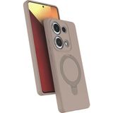 M.TK Moveteck Xiaomi Redmi Note 13 Pro 4g Kılıf Magsafe Halkalı Extra Standlı Içi Kadife Yumuşak Renkli Silikon Samara Kapak - Desert Gold