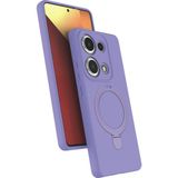 M.TK Moveteck Xiaomi Redmi Note 13 Pro 4g Kılıf Magsafe Halkalı Extra Standlı Içi Kadife Yumuşak Renkli Silikon Samara Kapak - Lila