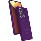 M.TK Moveteck Xiaomi Redmi Note 13 Pro 4g Kılıf Magsafe Halkalı Extra Standlı Içi Kadife Yumuşak Renkli Silikon Samara Kapak - Mor