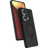 M.TK Moveteck Xiaomi Redmi Note 13 Pro 4g Kılıf Magsafe Halkalı Extra Standlı Içi Kadife Yumuşak Renkli Silikon Samara Kapak - Siyah