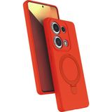 M.TK Moveteck Xiaomi Redmi Note 13 Pro 4g Kılıf Magsafe Halkalı Extra Standlı Içi Kadife Yumuşak Renkli Silikon Samara Kapak - Turuncu
