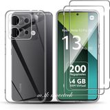 M.TK Moveteck Xiaomi Redmi Note 13 Pro 5g Kılıf Kamera Çıkıntılı Koruma Dayanıklı Şeffaf Silikon Kapak + 9h Cam