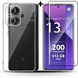 M.TK Moveteck Xiaomi Redmi Note 13 Pro+ Plus Kılıf Kamera Çıkıntılı Şeffaf Silikon + Ekran Koruyucu Nano Cam 2'li Set - Redmi Note 13 Pro Plus