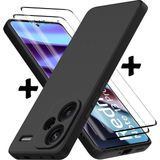 M.TK Moveteck Xiaomi Redmi Note 13 Pro+ Plus Kılıf Kamera Korumalı Yumuşak Mat Silikon + Ekran Koruyucu Nano 2'li Cam Set - Redmi Note 13 Pro Plus - Siyah