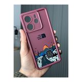 M.TK moveteck Xiaomi Redmi Note 14 Kılıf Yumuşak Kalın Kenarlı Mountai Dağ Kuşu Desenli 3D Kamera Korumalı Kapak, Vişne, Tek Ebat, mountai-note14-4g-vişne