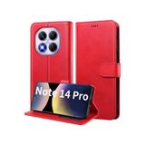 m.tk moveteck Xiaomi Redmi Note 14 Pro 4G ile Uyumlu Kılıf, 360° Tam Kaplar, Deri Dokulu, Kapaklı Cüzdan, Stand, Kartvizitli, Kırmızı