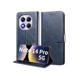 m.tk moveteck Xiaomi Redmi Note 14 Pro 5G ile Uyumlu Kılıf, 360° Tam Kaplar, Deri Dokulu, Kapaklı Cüzdan, Stand, Kartvizitli, Lacivert