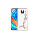 M.TK moveteck Xiaomi Redmi Note 9 Pro Kılıf Kalpli Love Parlak El Geçmeli Zincirli Silikon Telefon Kılıfı Note 9s, Beyaz, Tek Ebat, 9pro-esila-beyaz123