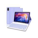 m.tk moveteck Xiaomi Redmi Pad 2 ile Uyumlu Tablet Klavyeli Kılıf, Kablosuz Bluetooth, Kalem Bölmeli, Açık Lila