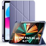 M.tk moveteck Xiaomi Redmi Pad Se 4g 8.7 Inç Kılıf Kalem Bölmeli Katlanabilir Uyku Modlu Yumuşak Silikon Kapak - Mor