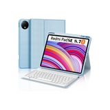 m.tk moveteck Xiaomi Redmi Pad SE 8.7 inç ile Uyumlu Tablet Klavyeli Kılıf, Bluetooth Kalem Bölmeli, Mavi