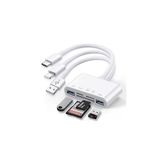 m.tk moveteck Zore All Round 5in1, USB Type-C & Lightning & Micro USB & USB Flash Çıkışlı OTG SD TF Kart Okuyucu, Beyaz