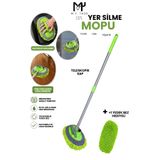 M.Y. TASO 2 Kademeli Çok Fonksiyonlu Yer Silme Mopu Fırçası Teleskopik Uzun Saplı Detay Fırça Mop ( yedekli başlıklı )