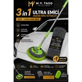 M.Y. TASO 3 in 1 Mikrofiber Oto Yıkama Mop Seti + 50x70 -3+3 cm Süper Emici Kurulama Bezi + Yedek Mop Bezi Hediyeli
