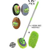 M.Y. TASO Çok Fonksiyonlu 2 In 1 Mikrofiber Oto Yıkama Fırçası Teleskopik Uzun Saplı Detay Fırçası Oto Mopu