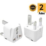 M006 Priz Dönüştürücü/2 Adet/kıbrıs-Hac Umre Prizi-G Plug Adapter-Seyahat Adaptörü - Beyaz