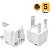 M006 Priz Dönüştürücü/5 Adet/kıbrıs-Hac Umre Prizi-G Plug Adapter-Seyahat Adaptörü - Beyaz