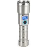 M06 Metal Kasa Uzun Menzil Profesyonel LED Fener 1800 Lümen 5000 Mah Zoom 4 Mod Dijital Ekranlı USB Şarjlı Fener Powerbank - 010 - Beyaz