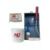 M1 Art Beyaz Akrilik Boya 1.kg Tava+Rulo+Örtü +Fırça -Set -Ahşap, Tuval, Seramik , Duvar ,taş